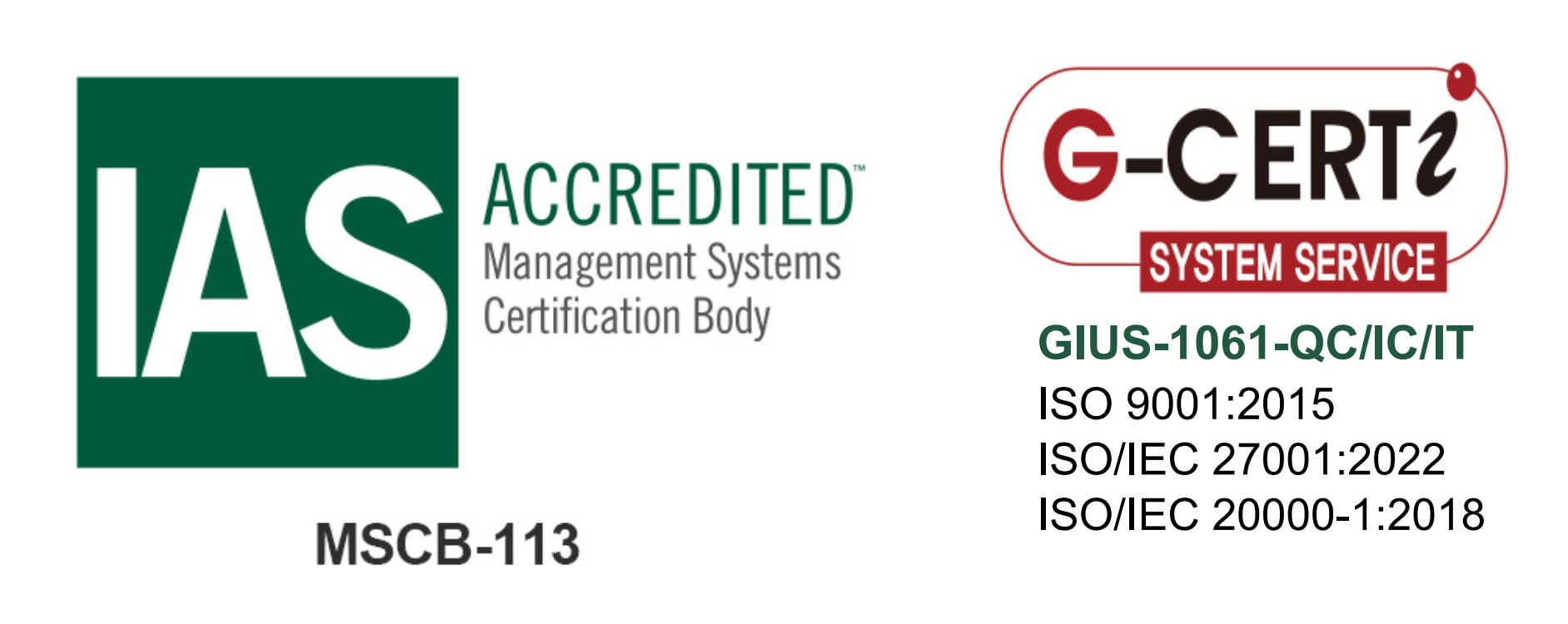 ISO 9001:2015 & <br/>  ISO/IEC 27001:2022 & <br/> ISO/IEC 20000-1:2018 Logo